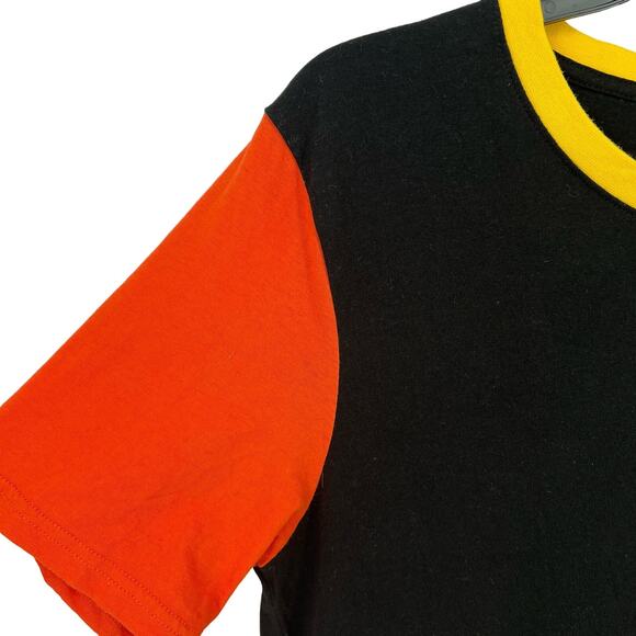 Dutch Bros Sun Patch Colorblock T Shirt Mens Size Large Black Orange Blue - Picture 2 of 7